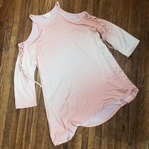143 Story by Line Up Ombre Pink Cold Shoulder Top